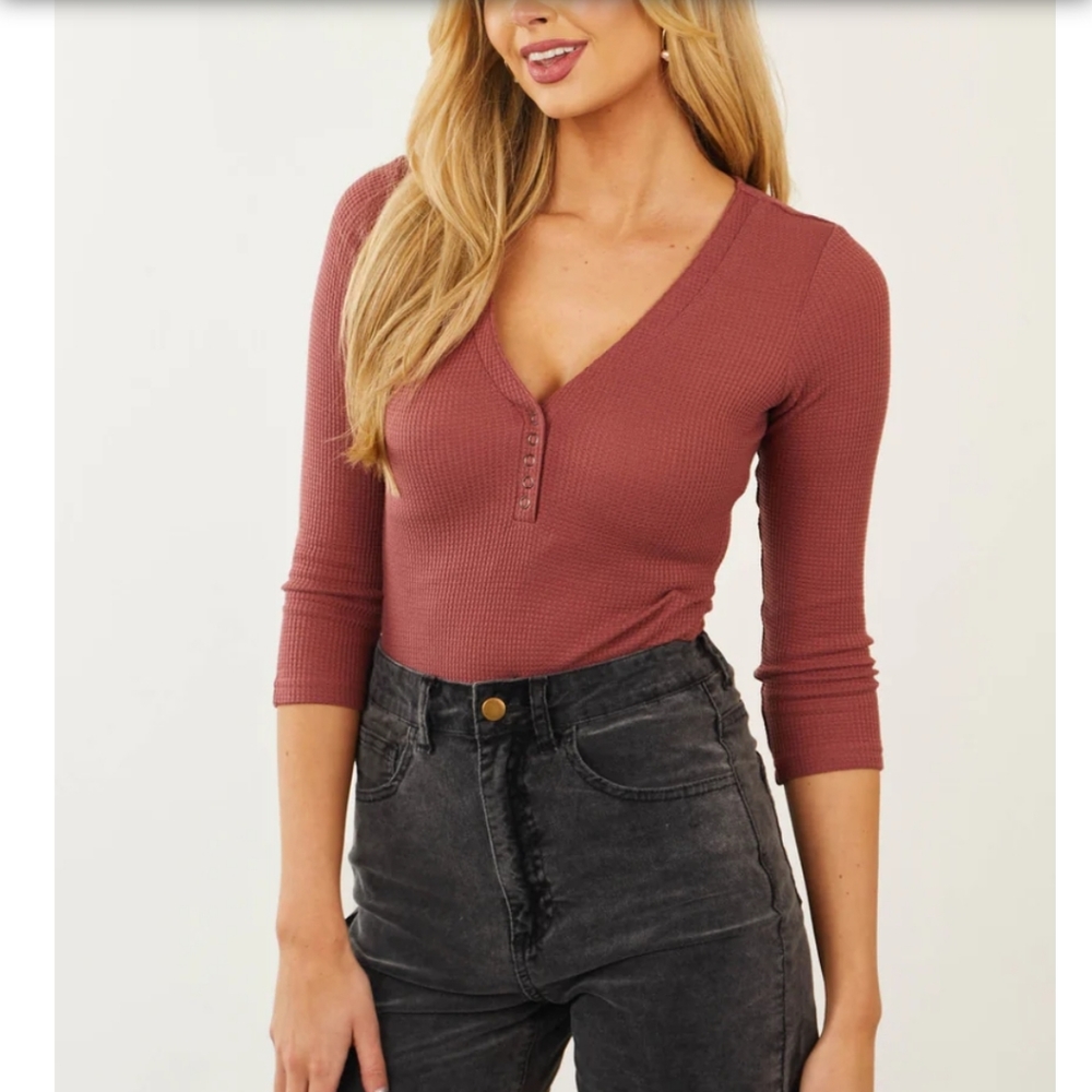 Waffle knit body suit